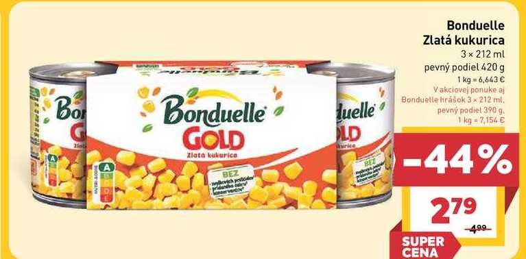 Bonduelle hrášok 3 × 212 ml