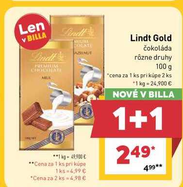 Lindt Gold čokoláda rôzne druhy 100 g