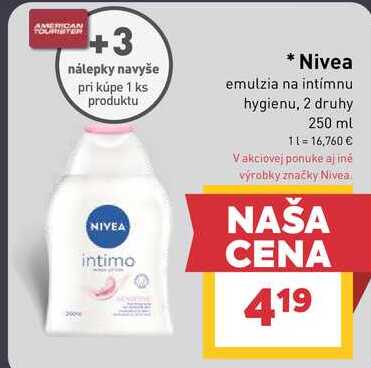 Nivea emulzia na intímnu hygienu, 2 druhy 250 ml