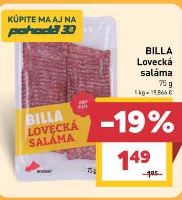BILLA Lovecká saláma 75g