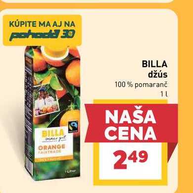 BILLA džús 100% pomaranč 1L
