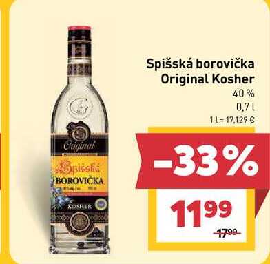Spišská borovička Original Kosher 40% 0,7l