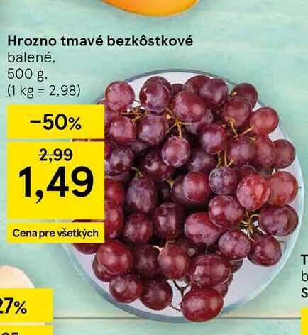 Hrozno tmavé bezkôstkové balené 500 g