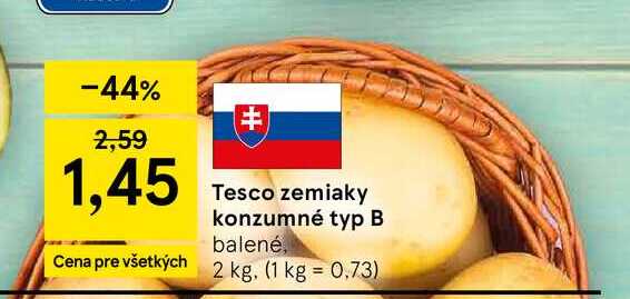 Tesco zemiaky konzumné typ B balené, 2 kg