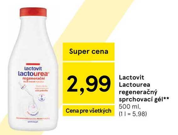 Lactovit Lactourea regeneračný sprchovací gél 500 ml