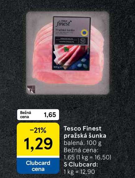 Tesco Finest pražská šunka balená, 100 g