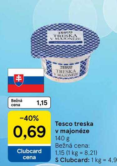 Tesco treska v majonéze 140 g