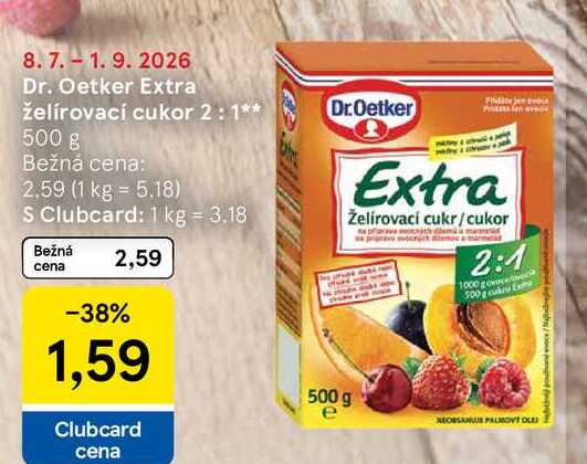Dr. Oetker Extra želírovací cukor 2: 1 500 g