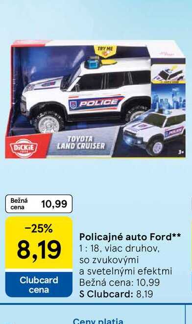 Policajné auto Ford 1:18, viac druhov, so zvukovými a svetelnými efektmi