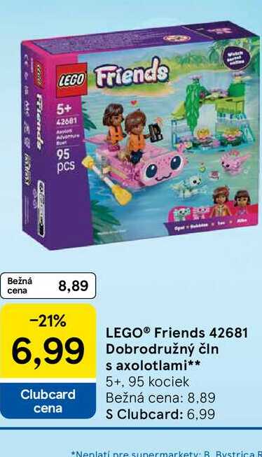 LEGO® Friends 42681 Dobrodružný čln s axolotlami 5+, 95 kociek