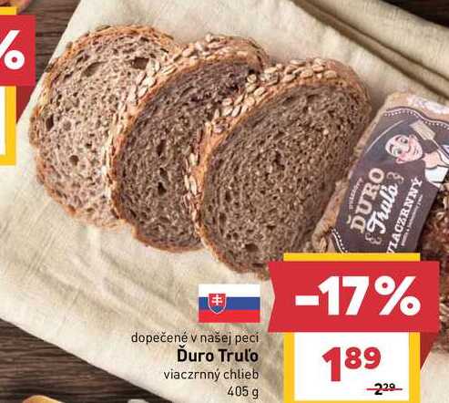 Ďuro Trulo viaczrnný chlieb 405 g 