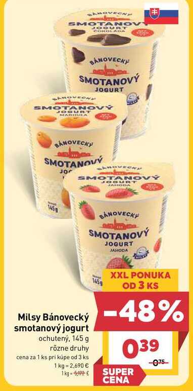 Milsy Bánovecký smotanový jogurt ochutený, 145 g
