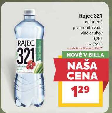 Rajec 321 ochutená pramenitá voda viac druhov 0,75 l