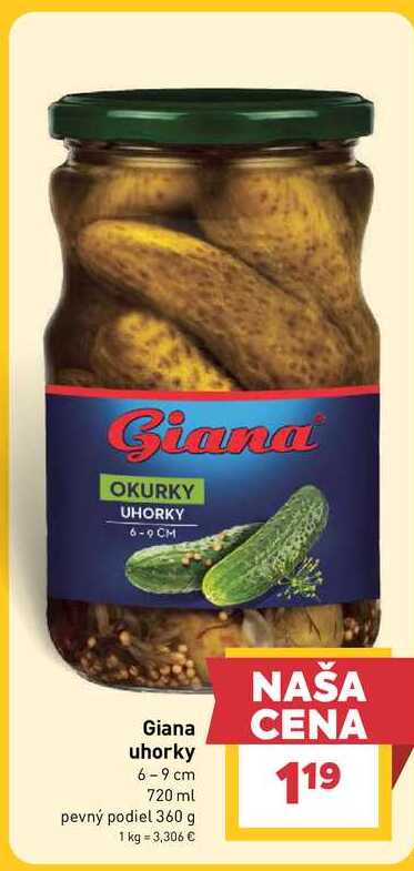 Giana uhorky 6-9 cm 720 ml