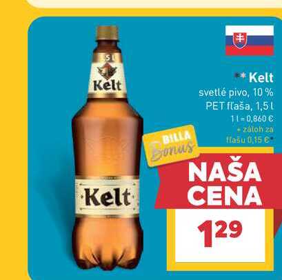 Kelt svetlé pivo, 10% PET fľaša, 1,5L
