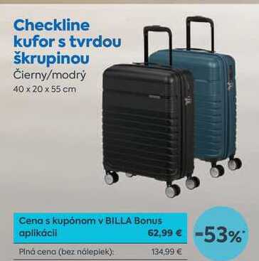 Checkline kufor s tvrdou škrupinou Čierny/modrý 40 x 20 x 55 cm