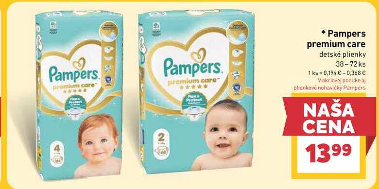 Pampers premium care detské plienky 38-72 ks