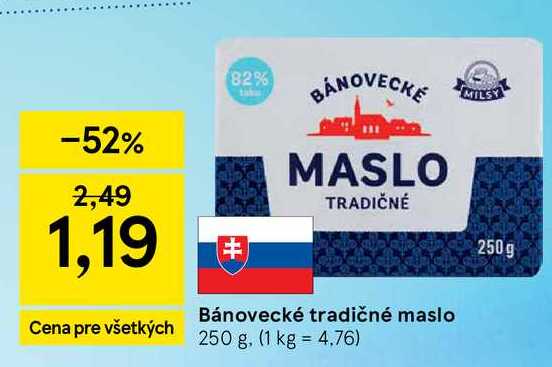 Bánovecké tradičné maslo 250 g