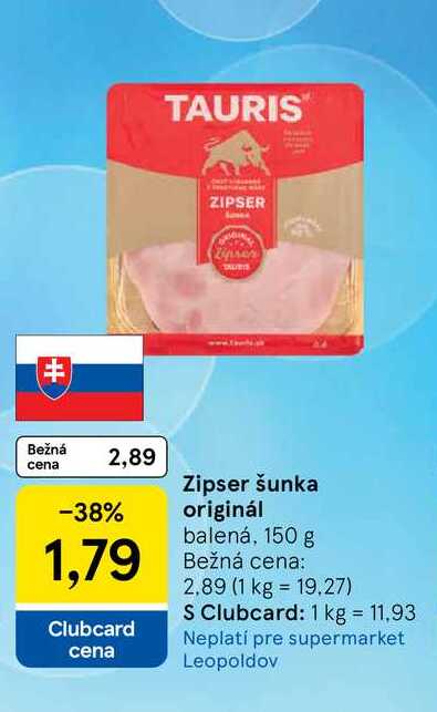 Zipser šunka originál balená, 150 g