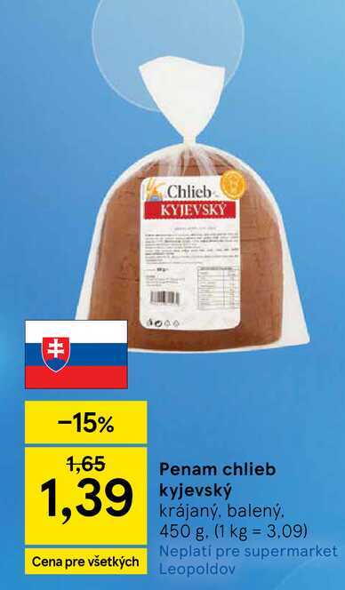 Penam chlieb kyjevský krájaný, balený 450 g v akcii