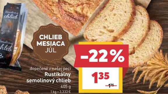 Rustikálny semolinový chlieb 405 g