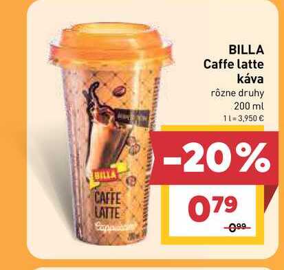 BILLA Caffe latte káva rôzne druhy 200 ml 