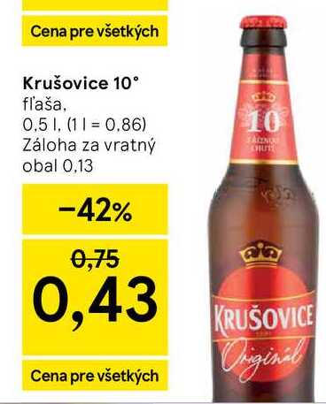 Krušovice 10° fľaša. 0,5L