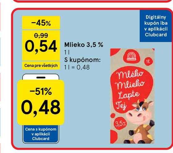 Mlieko 3,5 % 1l