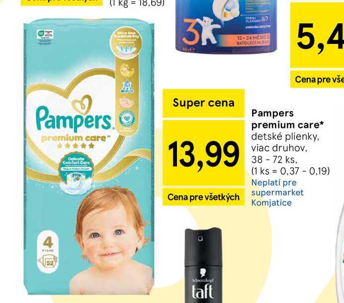 Pampers premium care detské plienky, viac druhov 38-72 ks