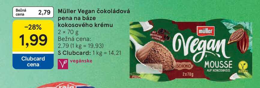 Müller Vegan čokoládová pena na báze kokosového krému 2 x 70 g