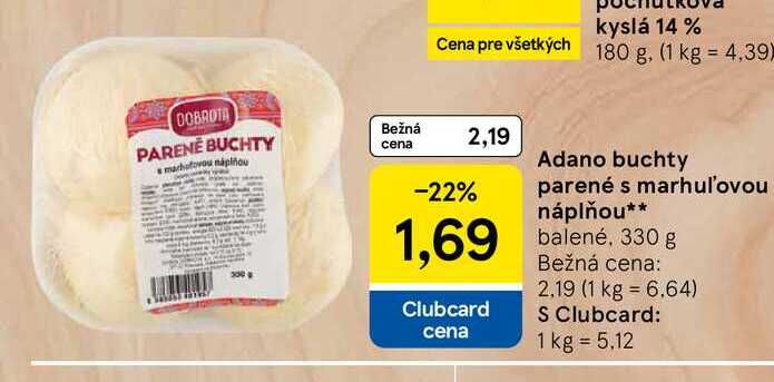 Adano buchty parené s marhuľovou náplňou balené, 330 g 