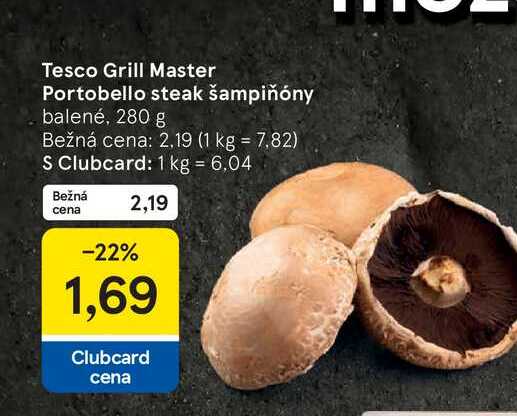 Tesco Grill Master Portobello steak šampiňóny balené, 280 g