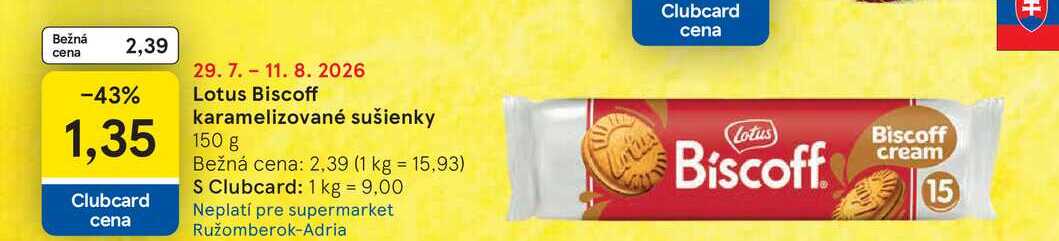 Lotus Biscoff karamelizované sušienky 150 g  v akcii