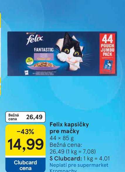 Felix kapsičky pre mačky 44 × 85 g 