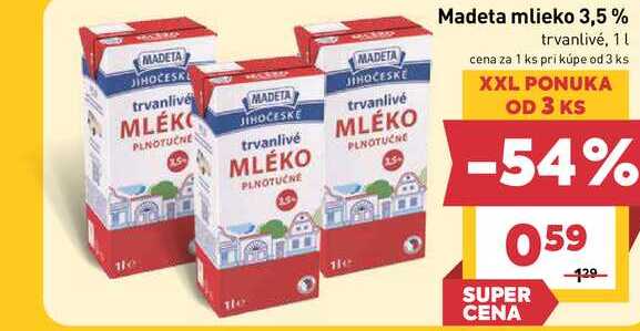 Madeta mlieko 3,5% trvanlivé, 1l