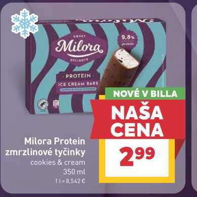 Milora Protein zmrzlinové tyčinky cookies & cream 350 ml