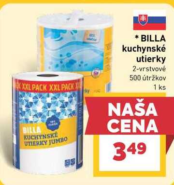 BILLA kuchynské utierky 2-vrstvové 500 útržkov