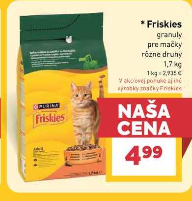 Friskies granuly pre mačky rôzne druhy 1,7 kg