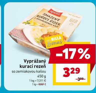 Vyprážaný kurací rezeň so zemiakovou kašou 450 g