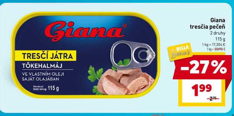 Giana tresčia pečeň 2 druhy 115 g 1