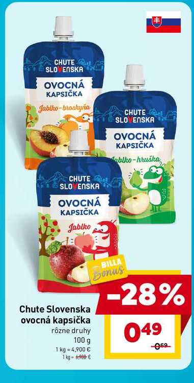 Chute Slovenska ovocná kapsička rôzne druhy 100 g
