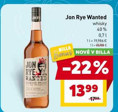 Jon Rye Wanted whisky 40% 0,7l