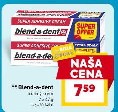 Blend-a-dent fixačný krém 2× 47 g