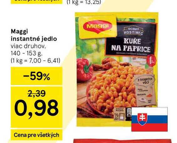 Maggi instantné jedlo viac druhov, 140-153 g