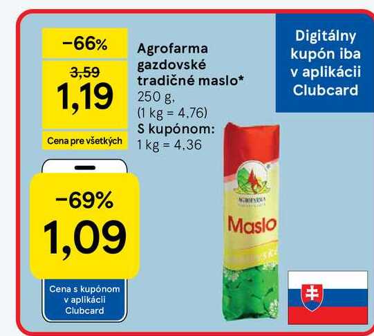 Agrofarma gazdovské tradičné maslo 250 g