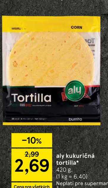 aly kukuričná tortilla 420 g
