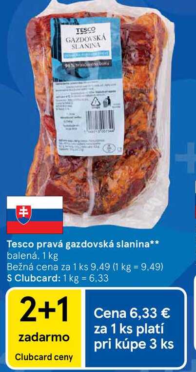 Tesco pravá gazdovská slanina balená, 1 kg