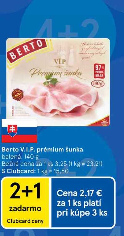Berto V.I.P. prémium šunka balená, 140 g