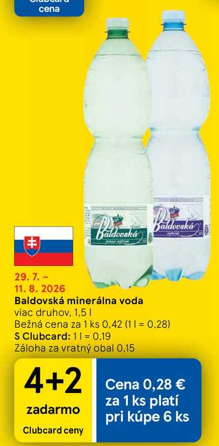 Baldovská minerálna voda viac druhov, 1,5 l v akcii