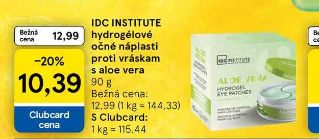 IDC INSTITUTE hydrogélové očné náplasti proti vráskam s aloe vera 90g